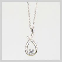 One Sterling Silver CZ Pendant on Adjustable Chain